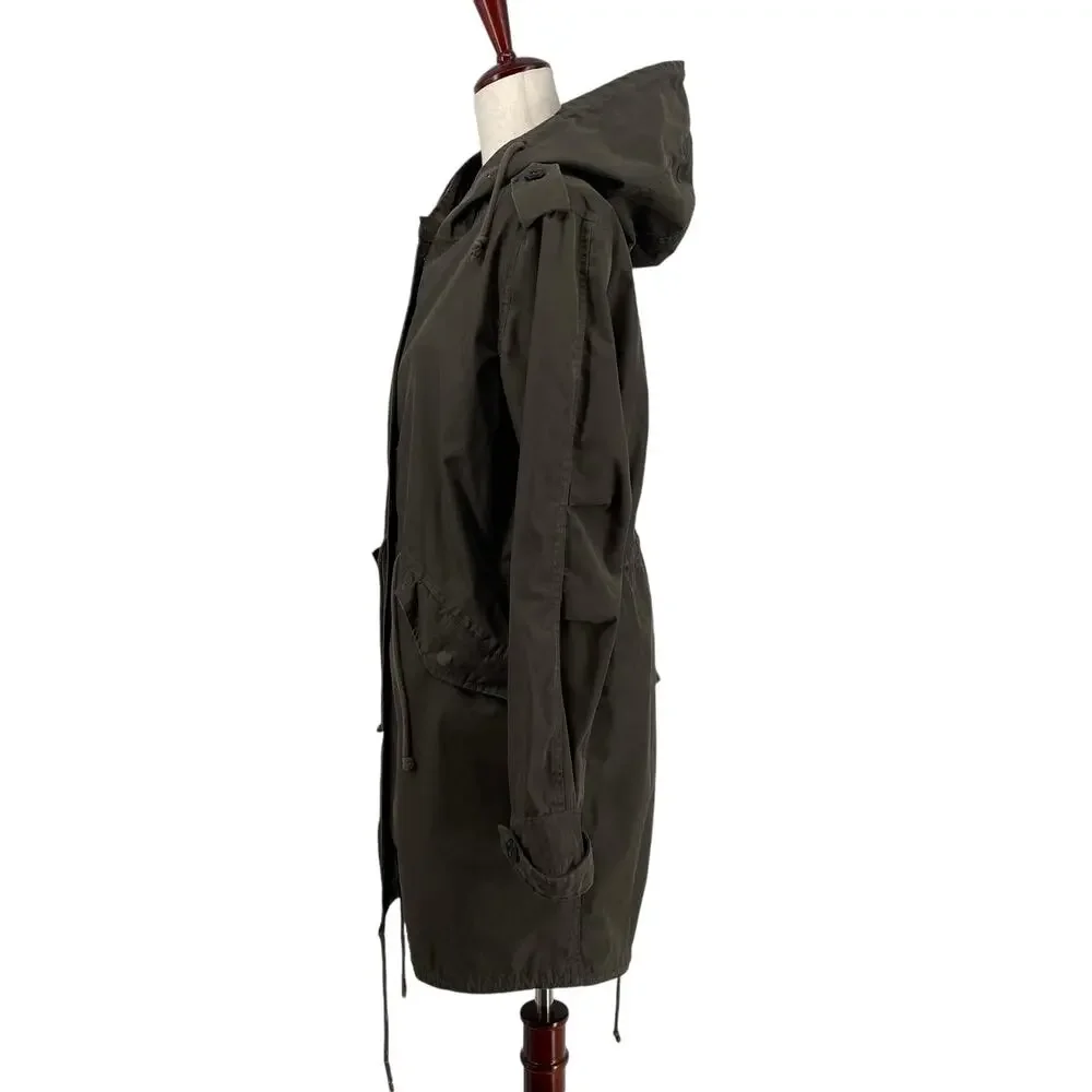 RW Co Longline Duck Canvas Chore Utility‎ Jacket S Green No Lining Drawstring